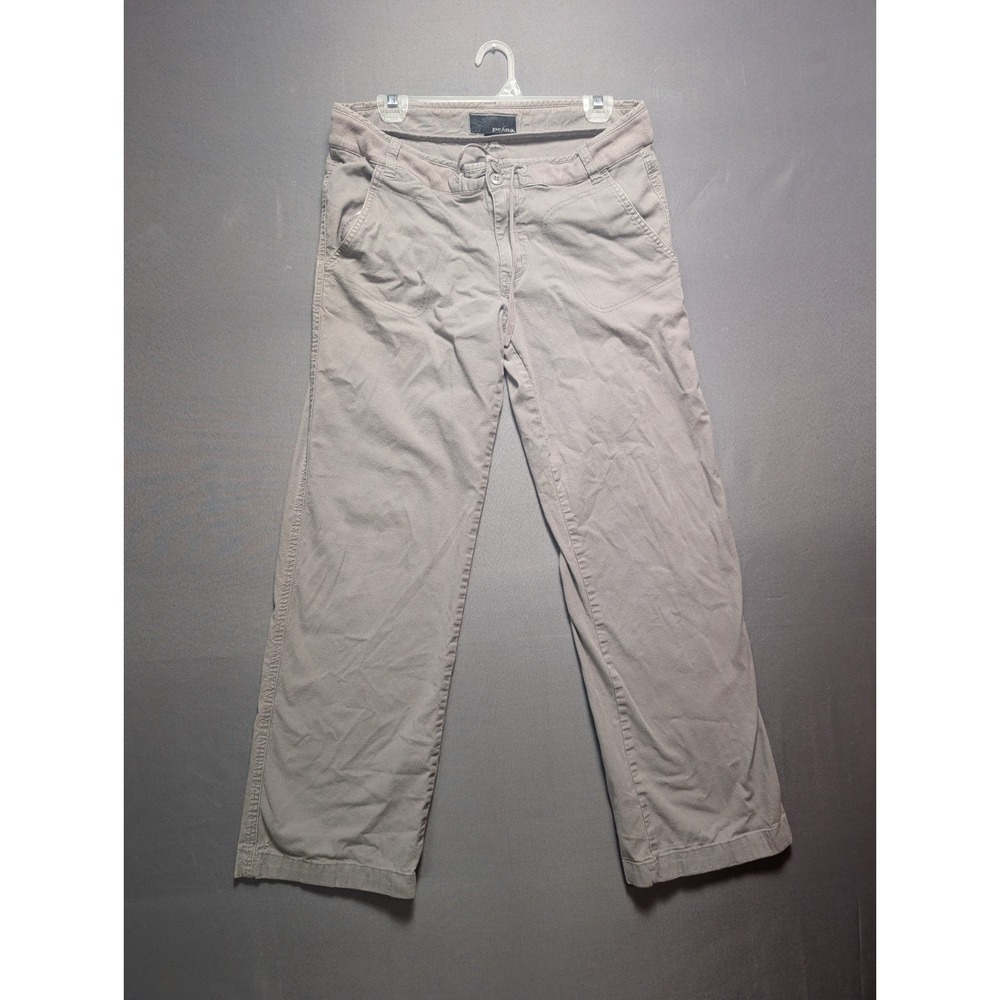 Prana Hiking Pants Womens 10 Beige Flat Front Straight Leg Performance Outdoor